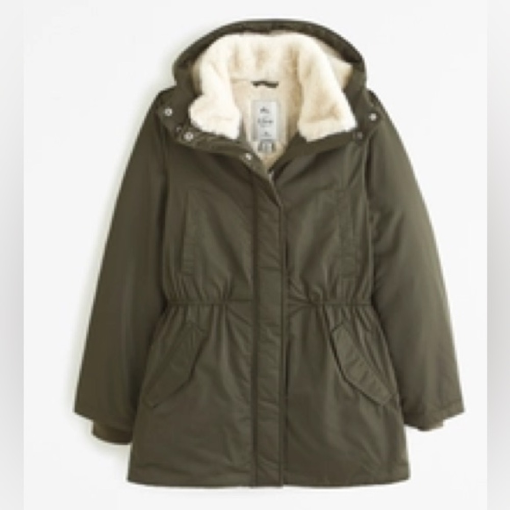Olive Green Women's Parka Jacket - Picture 2 of 12